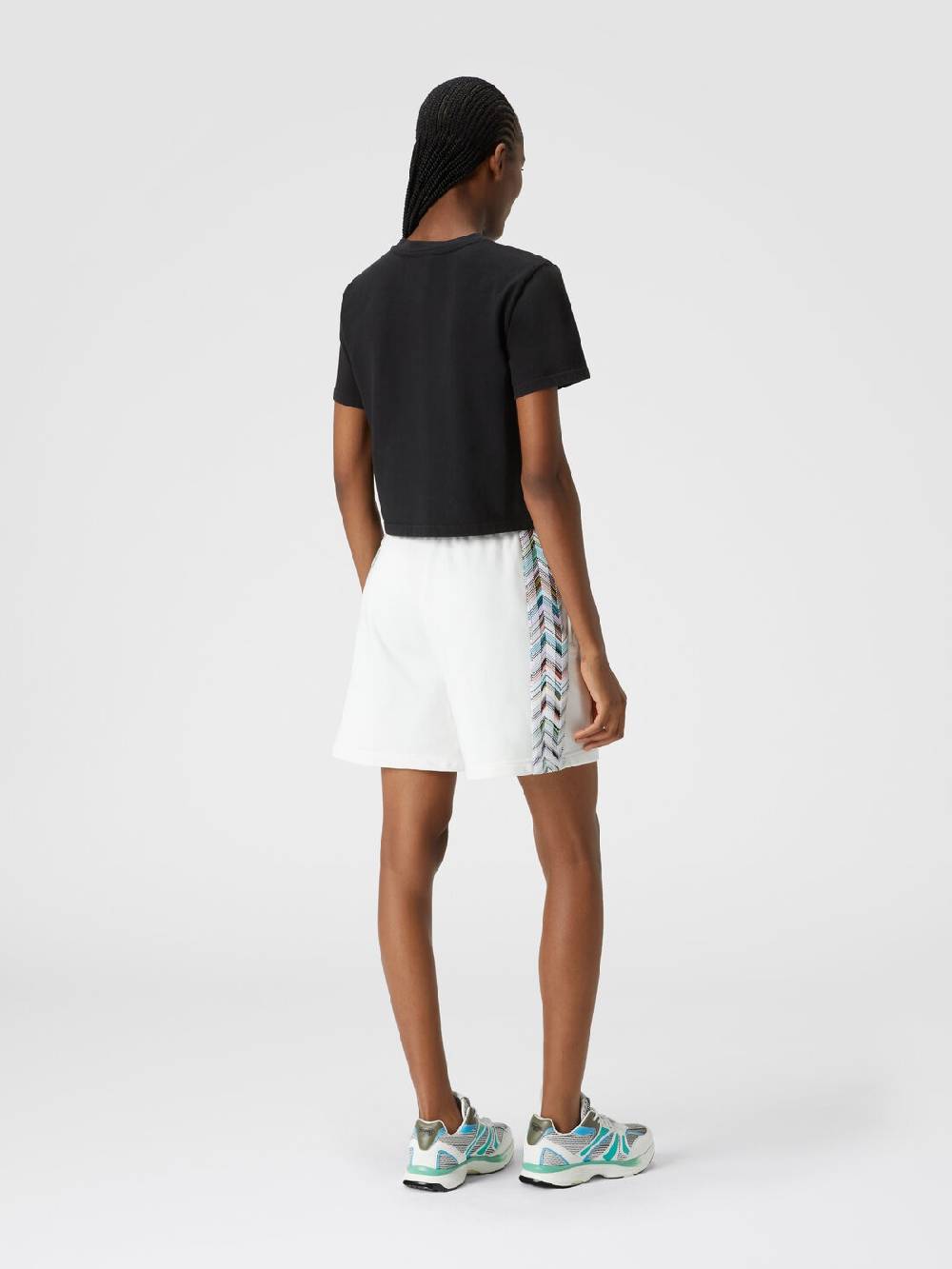 Missoni Shorts In Felpa Di Cotone Con Logo E Bande Laterali In Maglia