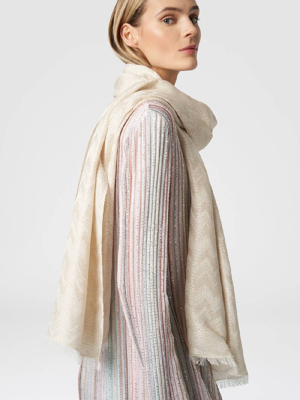 Missoni Stola In Misto Viscosa Chevron Con Paillettes