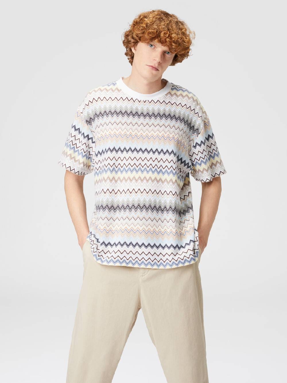 Missoni T-shirt Con Motivo Zig Zag E Logo Posteriore