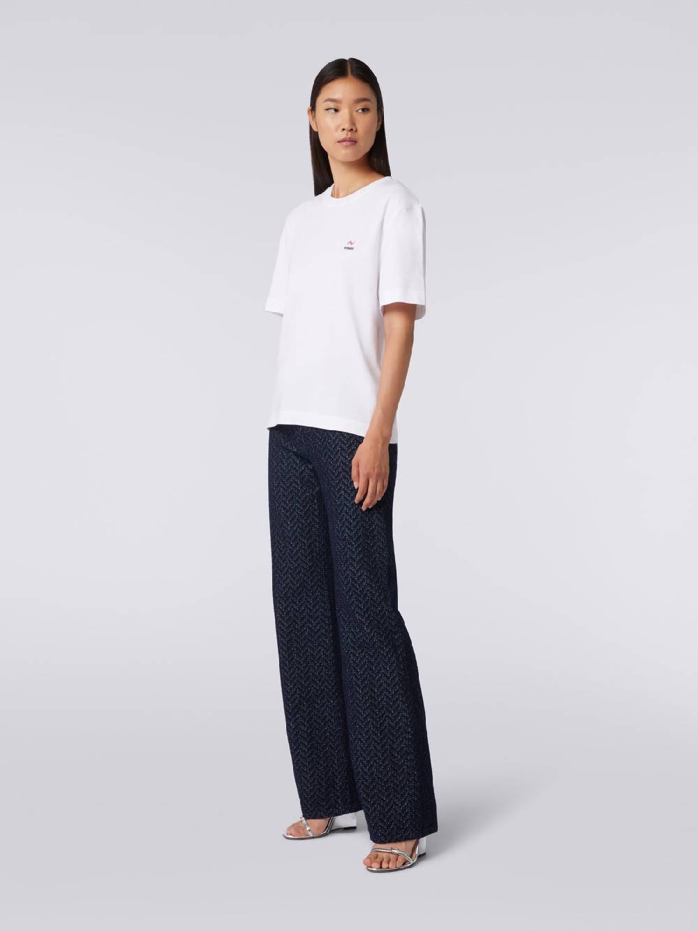 Missoni T-shirt Girocollo In Cotone Con Ricamo E Logo