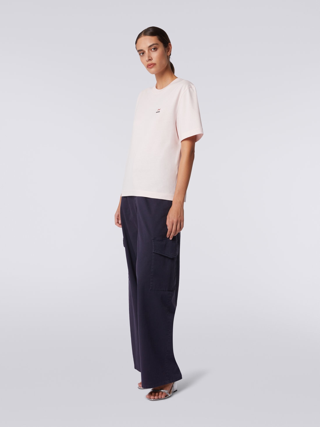 Missoni T-shirt Girocollo In Cotone Con Ricamo E Logo