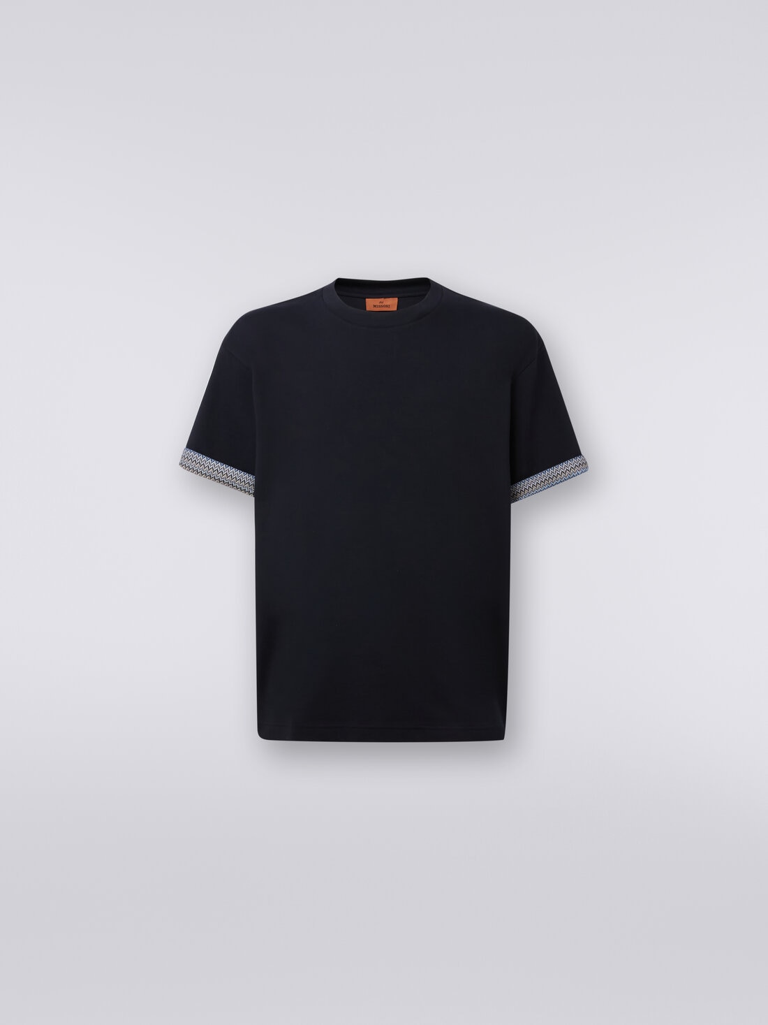 Missoni T-shirt Girocollo In Cotone Con Risvolti Chevron