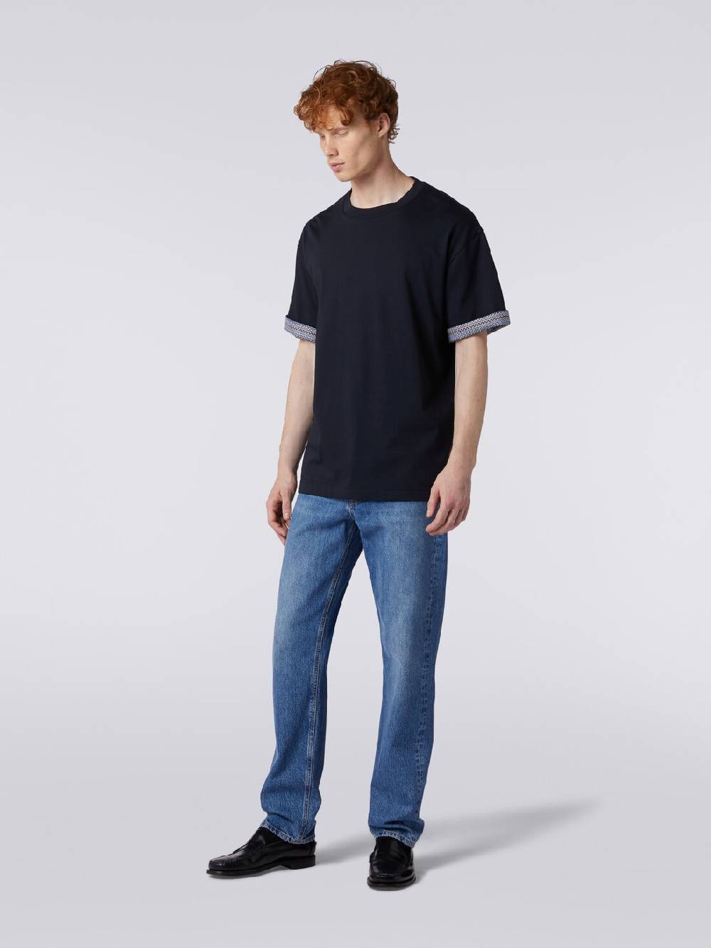 Missoni T-shirt Girocollo In Cotone Con Risvolti Chevron