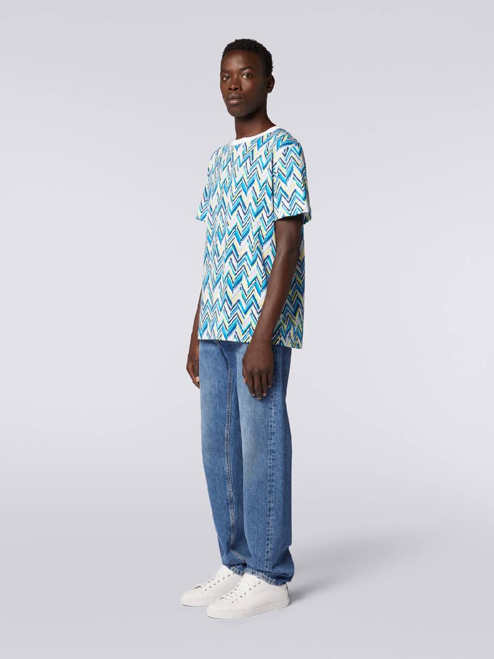 Missoni T-shirt Girocollo In Cotone Con Stampa Zig Zag