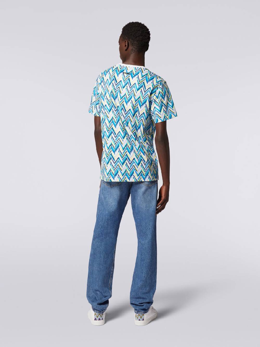 Missoni T-shirt Girocollo In Cotone Con Stampa Zig Zag