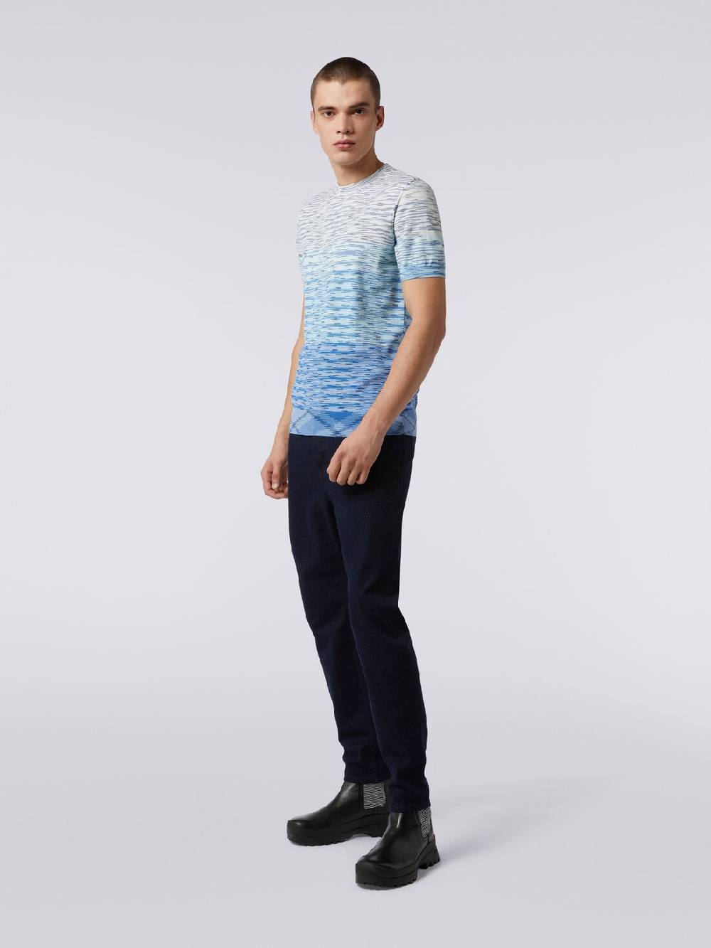 Missoni T-shirt Girocollo In Cotone Fiammato Dégradé