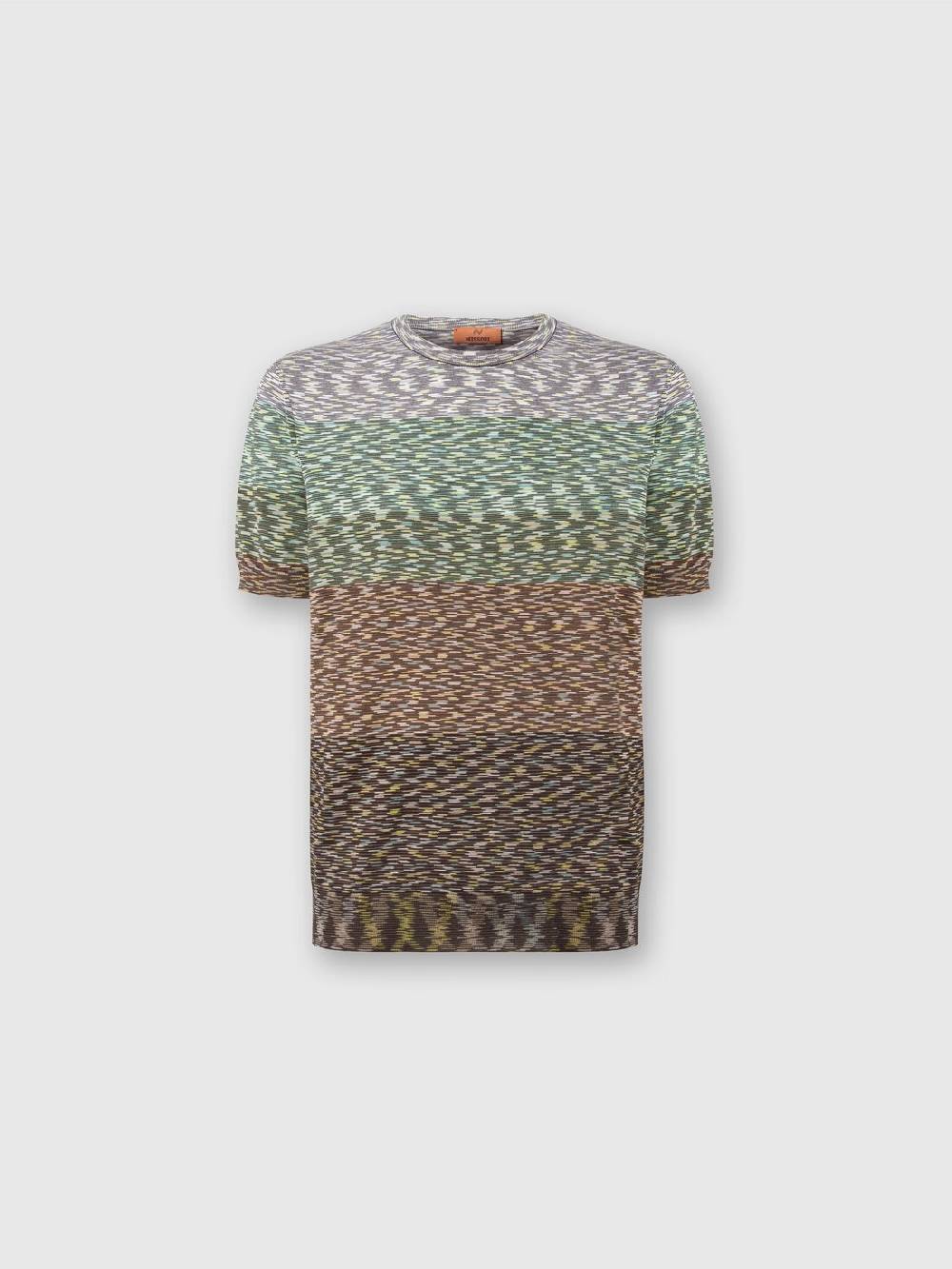 Missoni T-shirt Girocollo In Cotone Fiammato Dégradé