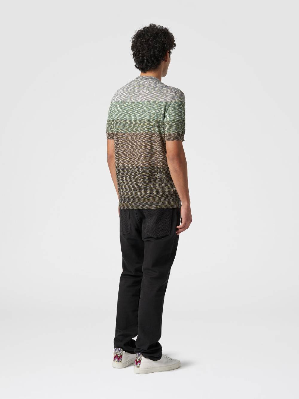 Missoni T-shirt Girocollo In Cotone Fiammato Dégradé