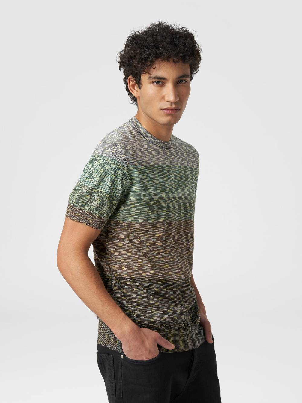 Missoni T-shirt Girocollo In Cotone Fiammato Dégradé