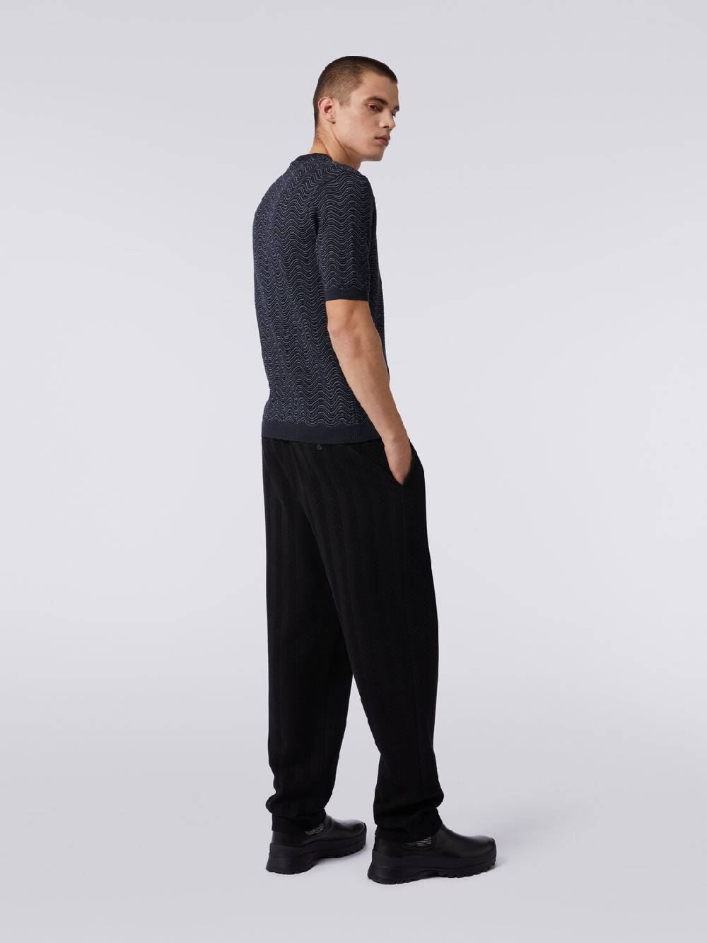 Missoni T-shirt Girocollo In Lana E Viscosa Con Motivo A Onde