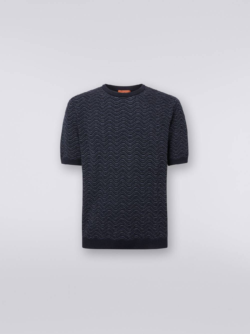 Missoni T-shirt girocollo in lana e viscosa con motivo a onde