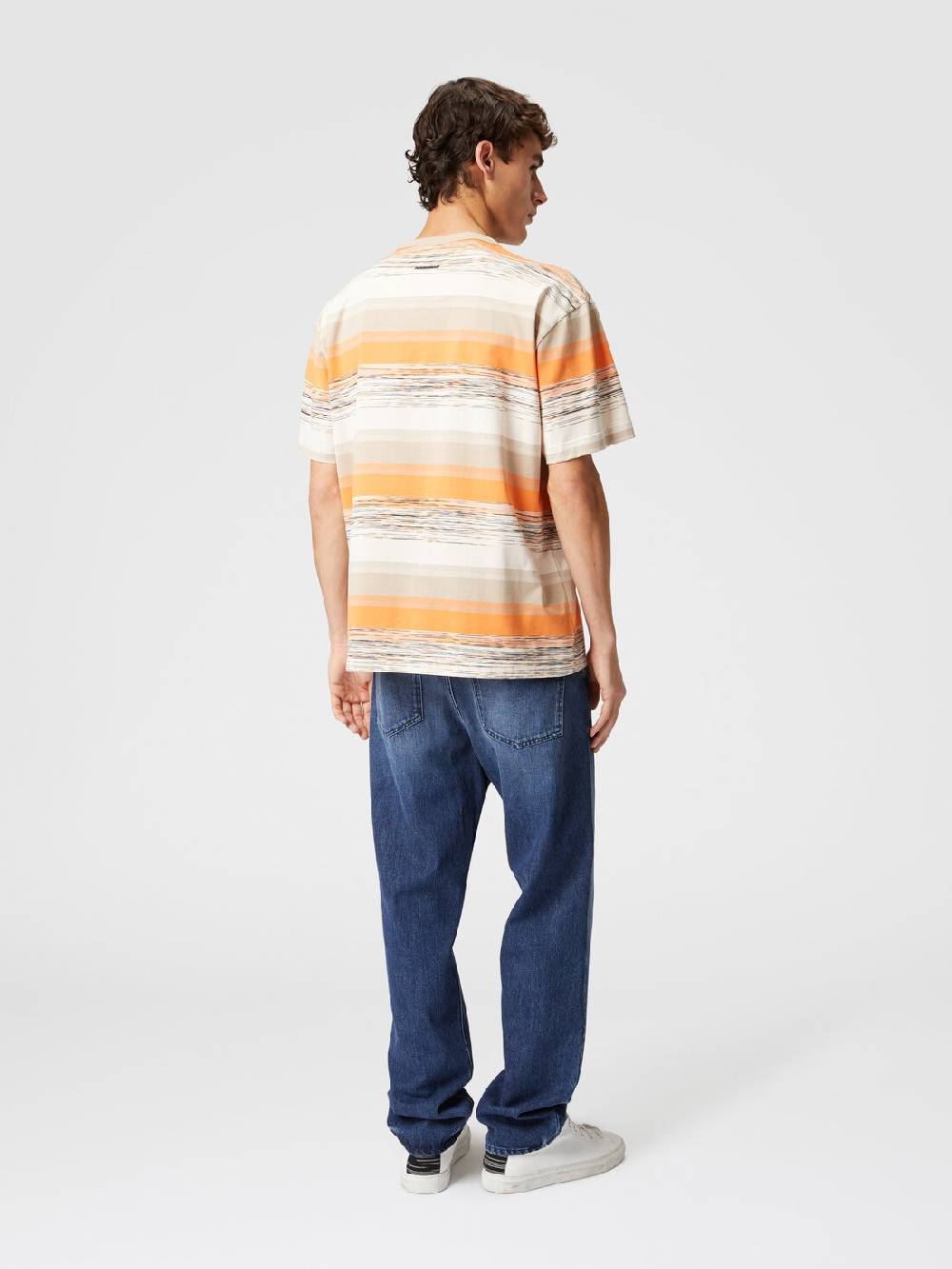 Missoni T-shirt In Jersey Di Cotone A Righe Con Logo