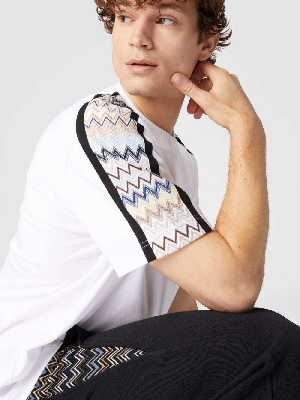 Missoni T-shirt In Jersey Di Cotone Con Inserti Zig Zag