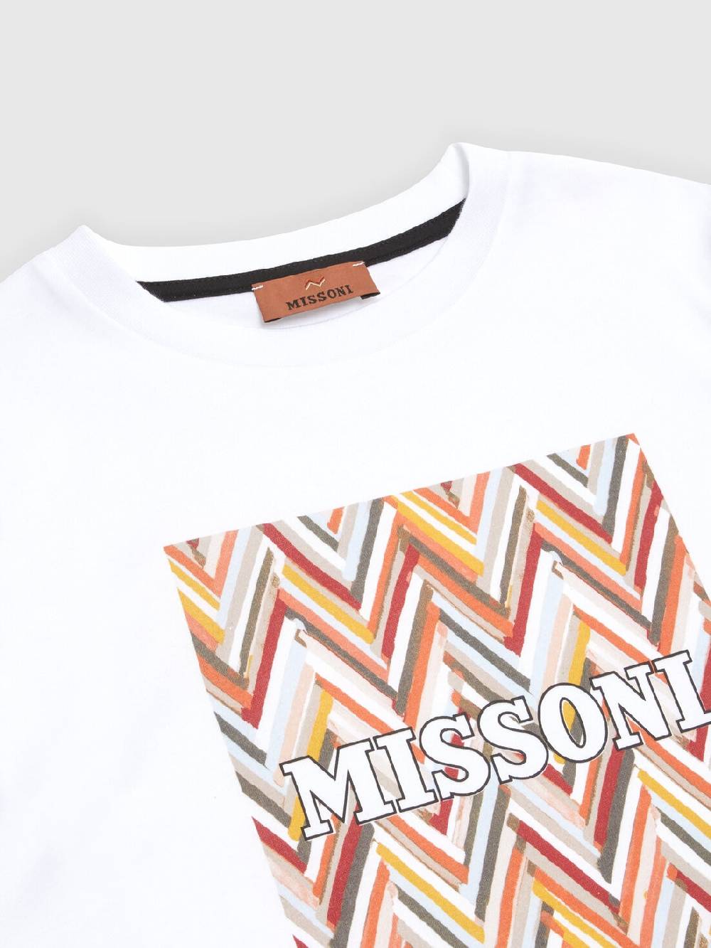 Missoni T-shirt In Jersey Di Cotone Con Stampa Chevron E Logo
