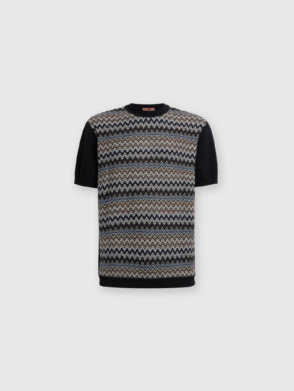 Missoni T-shirt In Maglia Di Cotone Zig Zag Con Inserti Tinta Unita