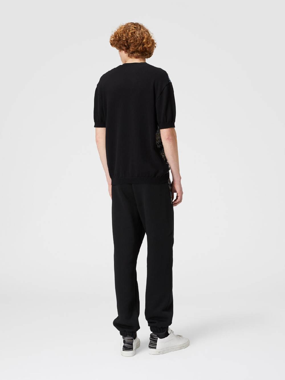 Missoni T-shirt In Maglia Di Cotone Zig Zag Con Inserti Tinta Unita