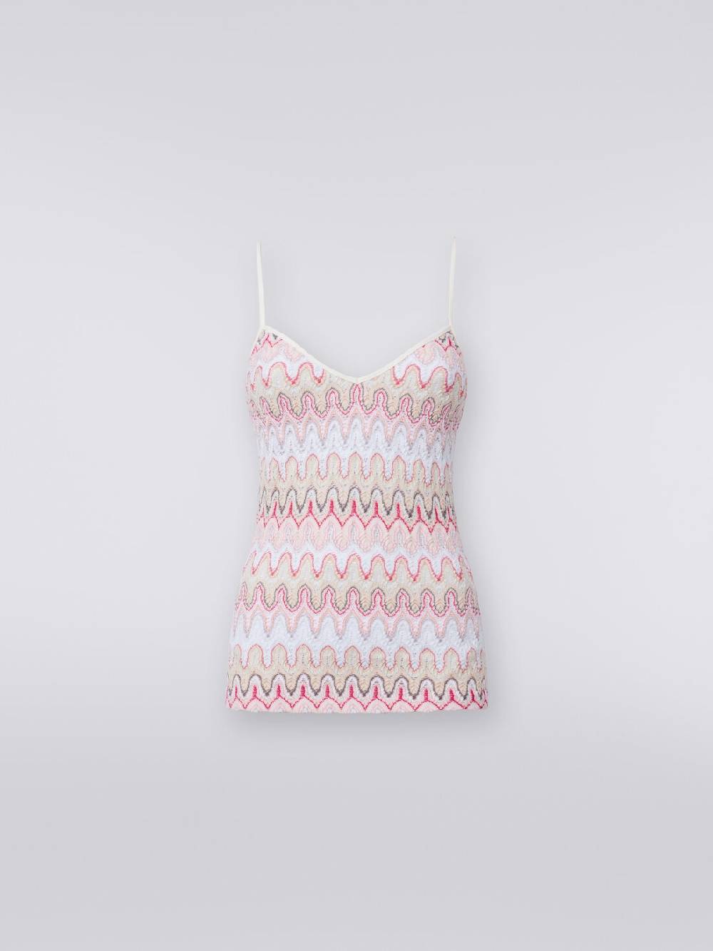 Missoni Top Con Scollatura A V E Spalline In Misto Viscosa A Onde Effetto Pizzo