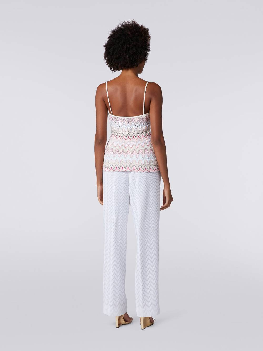 Missoni Top Con Scollatura A V E Spalline In Misto Viscosa A Onde Effetto Pizzo