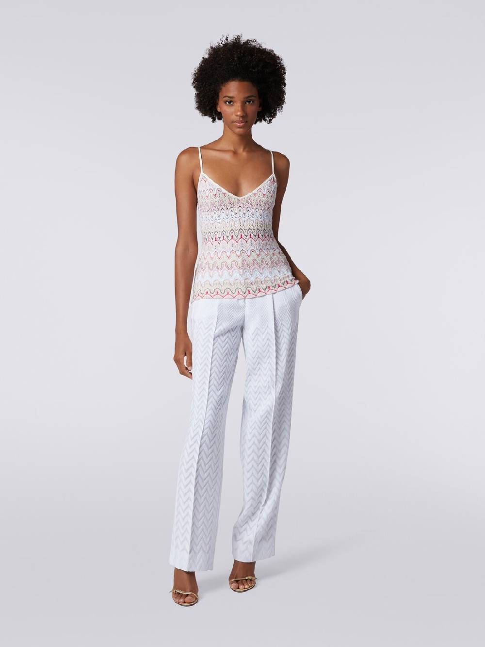 Missoni Top con scollatura a V e spalline in misto viscosa a onde effetto pizzo