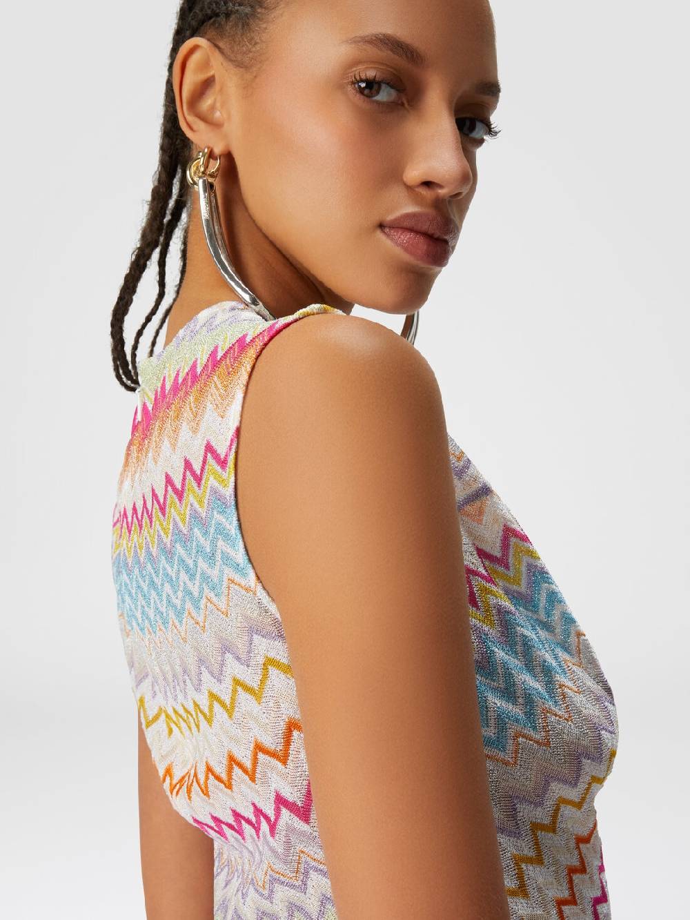 Missoni Top In Viscosa Zig Zag Lamé Con Arricciature