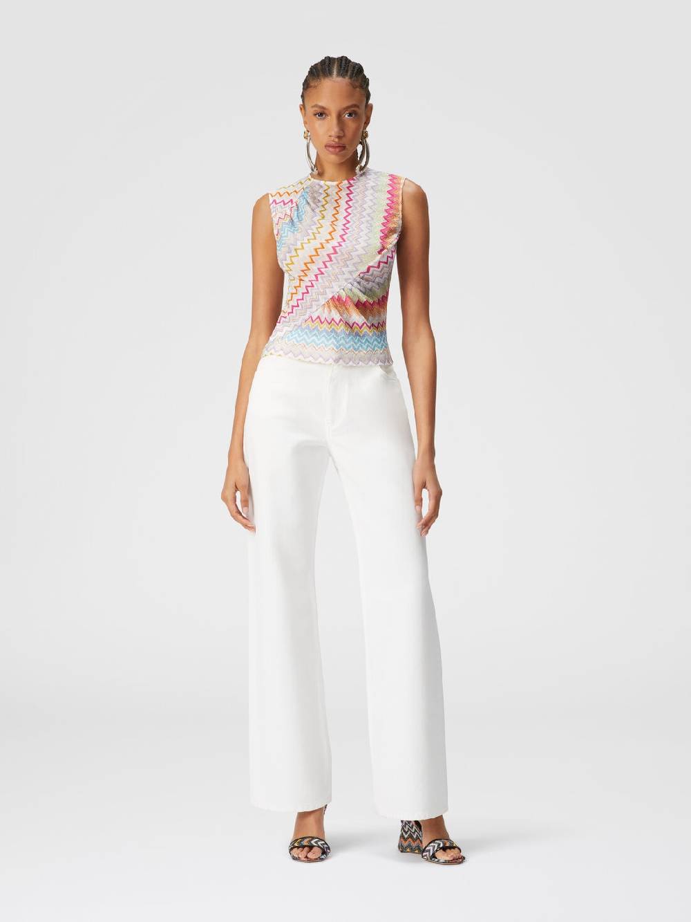 Missoni Top in viscosa zig zag lamé con arricciature