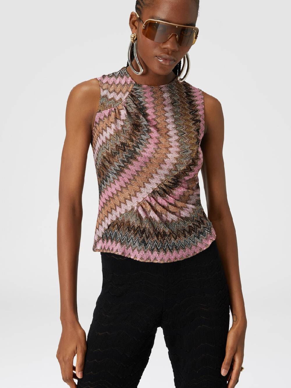 Missoni Top Senza Maniche In Misto Viscosa Zig Zag Lamé