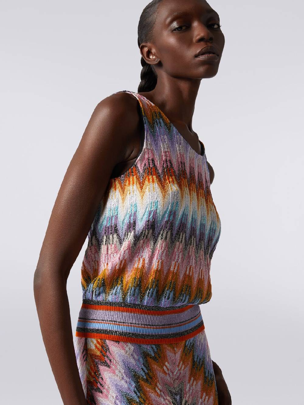 Missoni Top Senza Maniche In Viscosa Zig Zag Con Lurex