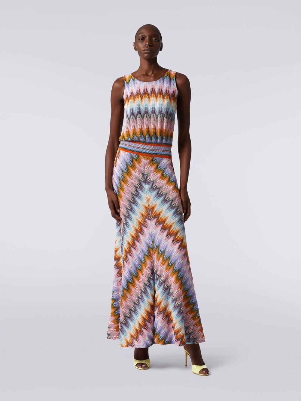 Missoni Top senza maniche in viscosa zig zag con lurex