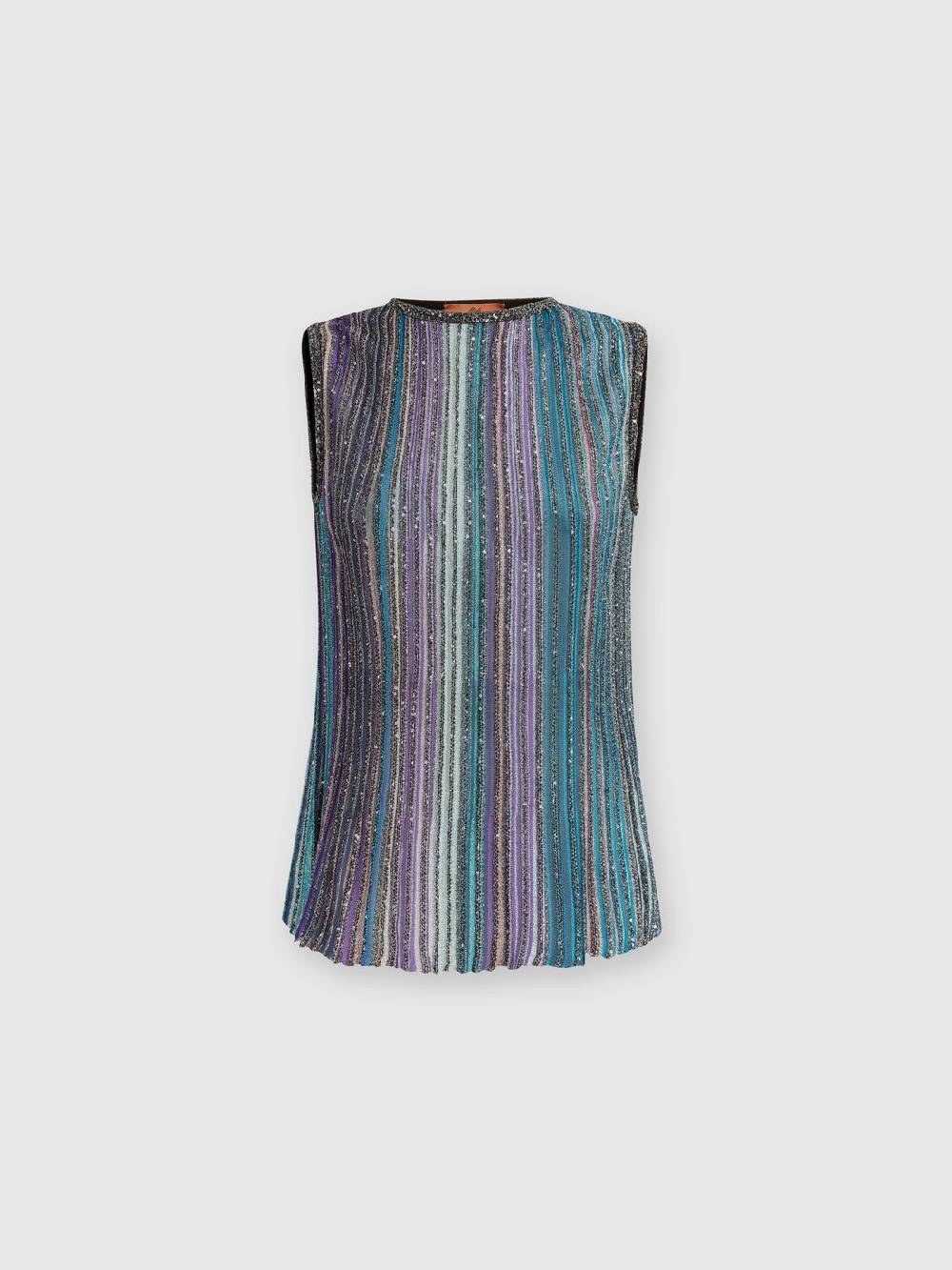 Missoni Top Senza Maniche Svasato A Costine Con Paillettes