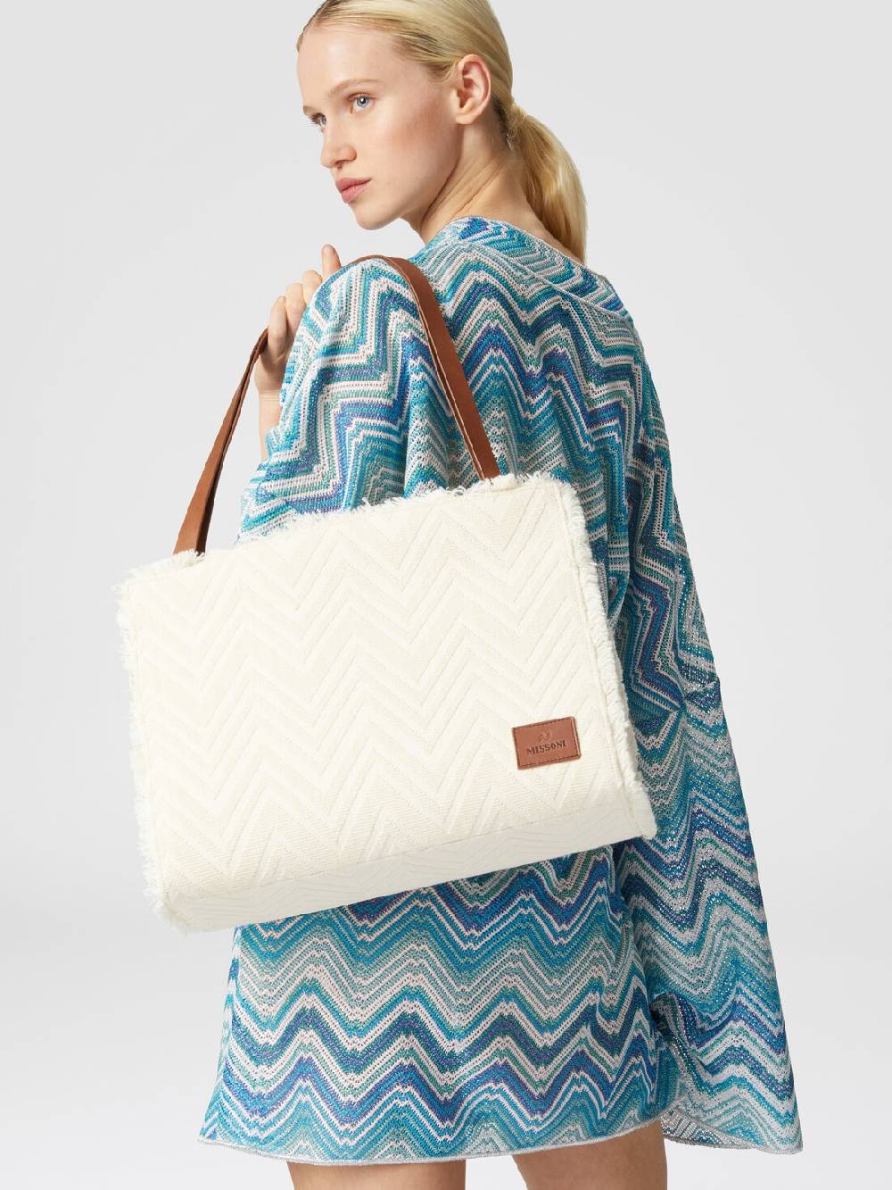 Missoni Tote Bag In Misto Cotone Con Motivo Chevron
