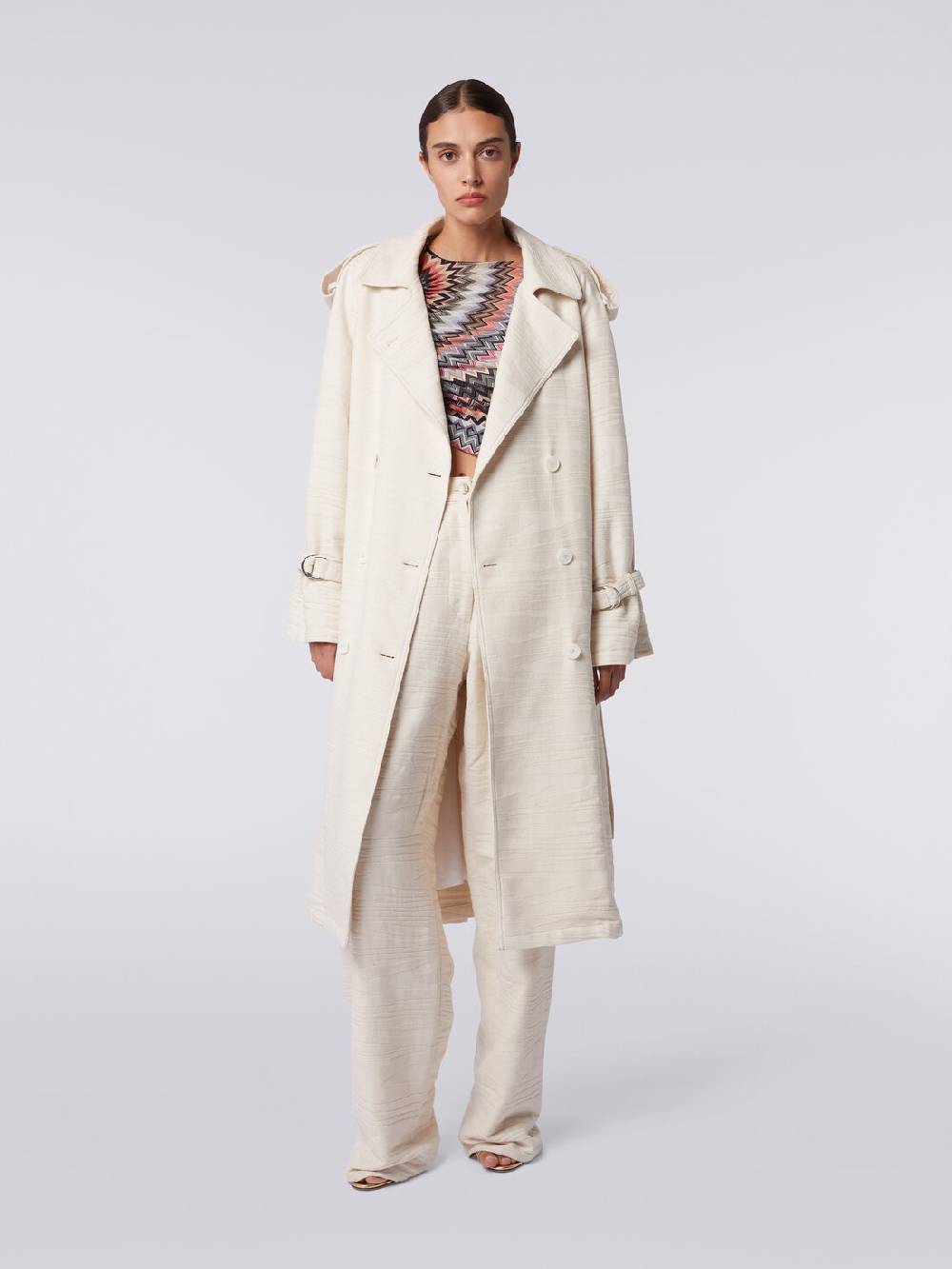 Missoni Trench in canvas di cotone jacquard fimmato
