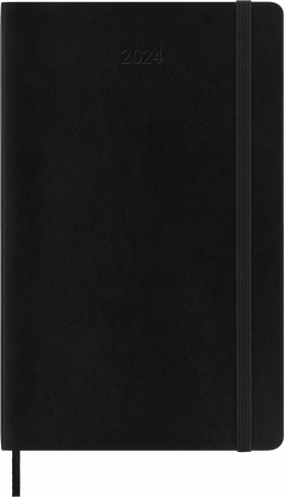 Moleskine Agenda Classic 2024 LargeGiornaliera, copertina morbida, 12 mesi, Nero