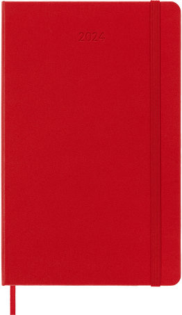 Moleskine Agenda Classic 2024 LargeGiornaliera, copertina rigida, 12 mesi, Rosso Scarlatto