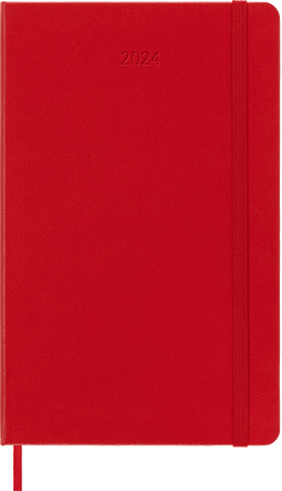 Moleskine Agenda Classic 2024 LargeSettimanale, copertina rigida, 12 mesi, Rosso Scarlatto
