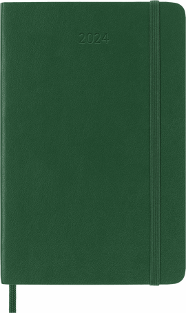 Moleskine Agenda Classic 2024 PocketGiornaliera, copertina morbida, 12 mesi, Verde Mirto