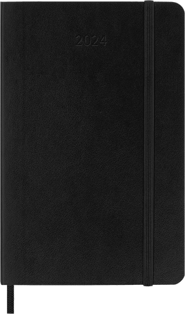 Moleskine Agenda Classic 2024 PocketMensile, copertina morbida, 12 mesi, Nero