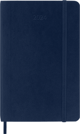 Moleskine Agenda Classic 2024 PocketSettimanale, copertina morbida, 12 mesi, Blu Zaffiro