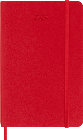 Moleskine Agenda Classic 2024 PocketSettimanale, copertina morbida, 12 mesi, Rosso Scarlatto
