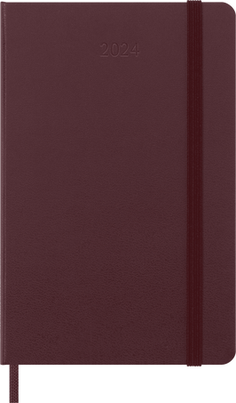Moleskine Agenda Classic 2024 PocketSettimanale, copertina rigida, 12 mesi, Rosso Burgundy