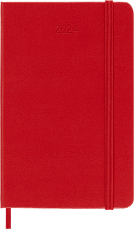 Moleskine Agenda Classic 2024 PocketSettimanale, copertina rigida, 12 mesi, Rosso Scarlatto
