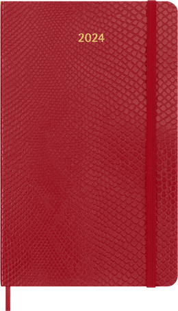 Moleskine Agenda Precious & Ethical 2024Settimanale, 12 mesi, copertina morbida vegana, Rosso