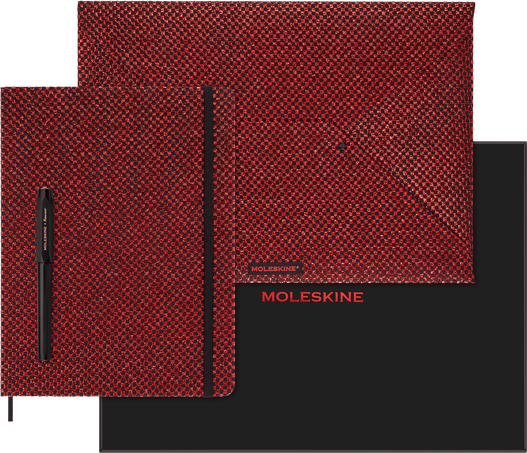 Moleskine Cofanetto da collezione ShineAgenda senza date, Busta, Penna stilografica Kaweco, Rosso Metallic