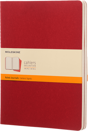 Moleskine Quaderni CahierSet da 3 quaderni, Rosso Mirtollo