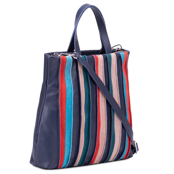 Mywalit Borsa Shopper Laguna In Pelle E Camoscio Blu