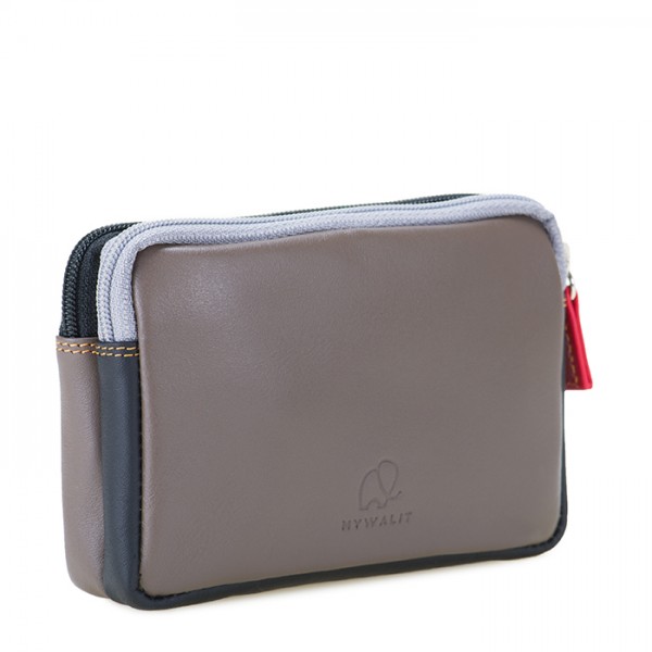 Mywalit Portafoglio/Astuccio In Pelle Con Doppia Zip Fumo