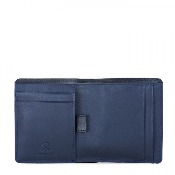 Mywalit Portafoglio Da Uomo Bi-fold Con Scomparto Estraibile Nero-Blu