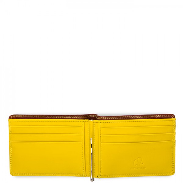 Mywalit Portafoglio Da Uomo Con Fermasoldi E Tecnologia RFID Marrone-Giallo