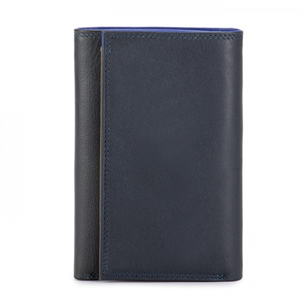 Mywalit Portafoglio da uomo Tri-fold con zip Nappa Midnight