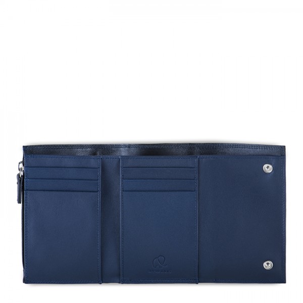 Mywalit Portafoglio Da Uomo Tri-fold Con Zip Nero-Blu