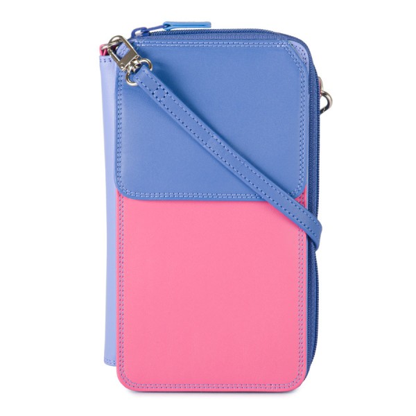 Mywalit Portafoglio Multifunzione Con Zip Su Tre Lati E Tracolla Viola